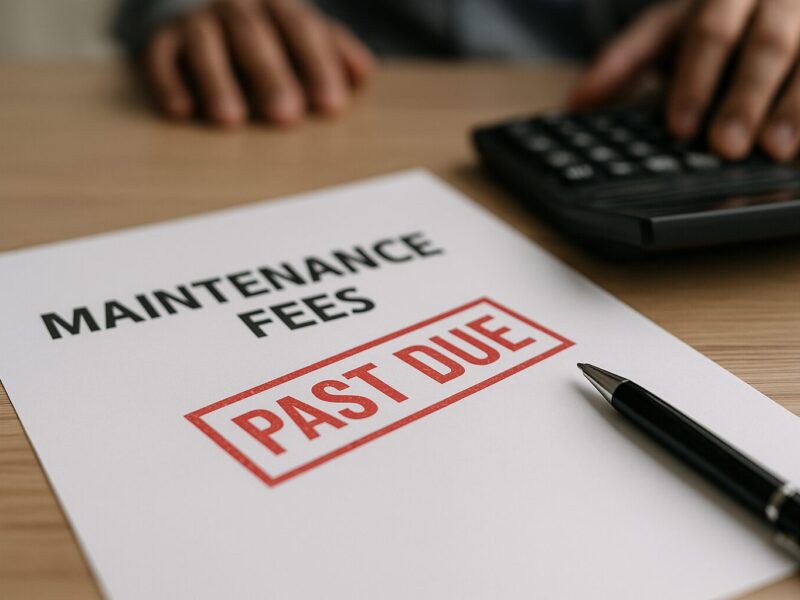 Stop paying timeshare maintenance fees — overdue notice and calculator on a desk
