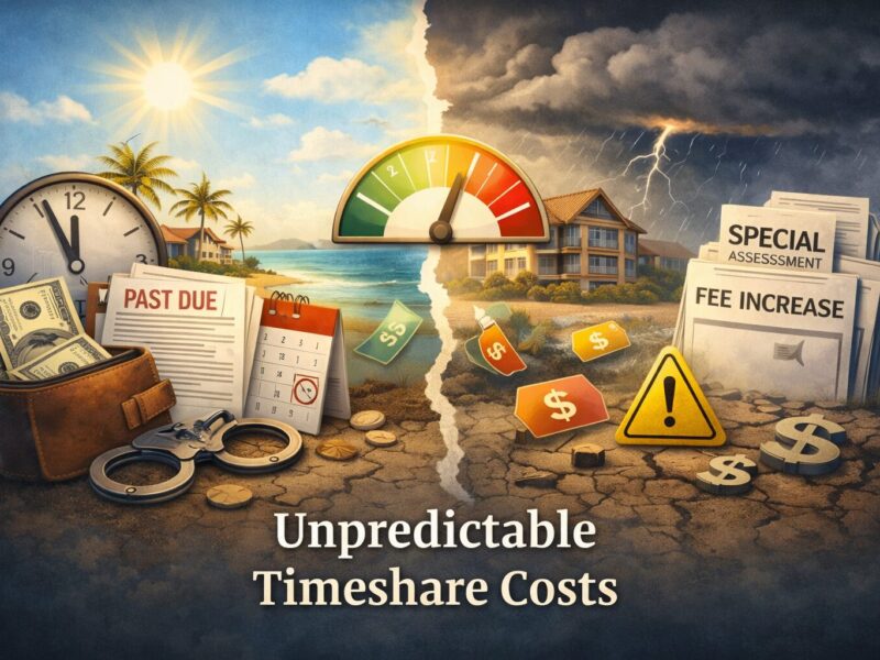 Illustration representing unpredictable timeshare costs and rising long-term fees